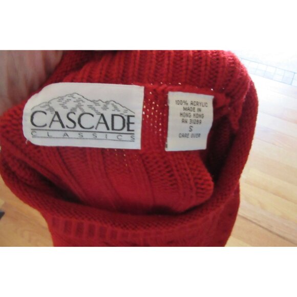 Vintage Cable Knit Red Sweater By Cascade Classics Size S - Picture 6 of 6